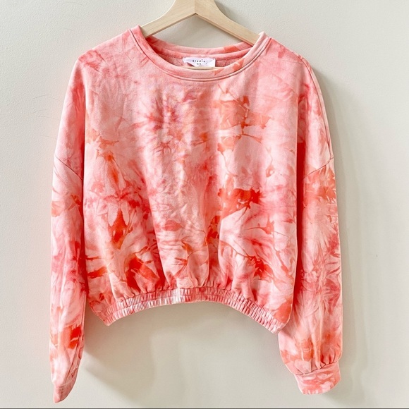 Elodie Tie Dye Crop Sweatshirt Coral Medium - Picture 1 of 5